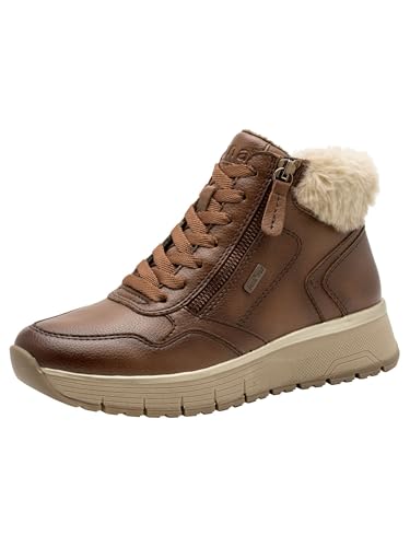 Jana Dam spetsbåt platt TEX + VEGAN halvlång stövel, konjak, 37 EU, konjak, 37 EU