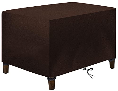 QIANC Garden Furniture Covers Waterproof,Windproof, Anti-UV, Tear-Resistant 420D Oxford Fabric rectangular Rattan Patio Furniture Covers-Brown_140x130x95cm