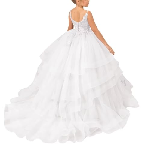 Flower Girl Dresses for Wedding Layered Tulle Princess Pageant Dress Girls Floral Ball Gown