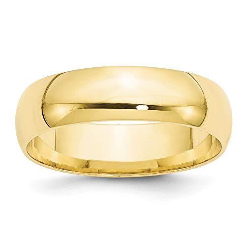 Solid 10k Yellow Gold 6 mm Comfort Fit Wedding Band Ring