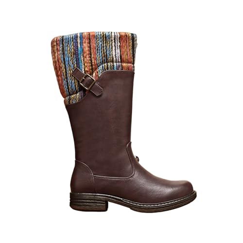 Image of IVACHY Women’s Tall Winter Boots with Knit Cuff – Warm Fur Lined Side Zip Boots, Comfortable Non-Slip Casual Fashion Boots for Cold Weather