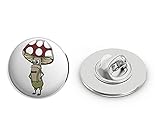BRK Studio Simple Angry Red Spotted Mushroom Cartoon Emoji Round Metal 0.75' Lapel Pin Hat Shirt Pin Tie Tack Pinback