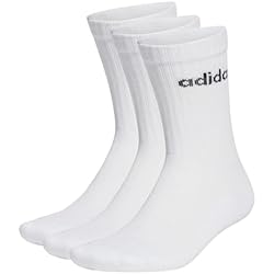 adidas Unisex adulto Linear Crew Cushioned 3 Pairs Calcetines clásicos, White/Black, L