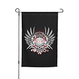 Garden Flags 12x18 Double Sided For All Seasons And Holidays Decor Outside QVVFRED Flag Outdoor Yard Of Hell Skull With Angel