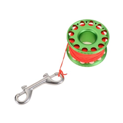 SM SunniMix Scuba Diving Reel with Stainless Steel Double End Bolt Snap Dive Reel Dive Spool Reel for Spearfishing Scuba Diving Equipment, Green Reel