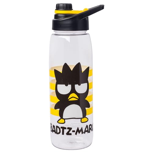 Silver Buffalo Sanrio Hello Kitty and Friends Badtz-Maru - Botella de agua con tapa de rosca, 28 onzas