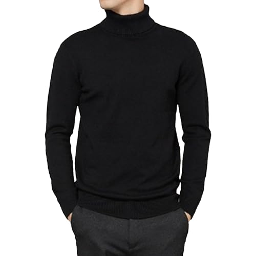 Pull thermique à manches longues homme col roulé en tricot tressé chaud