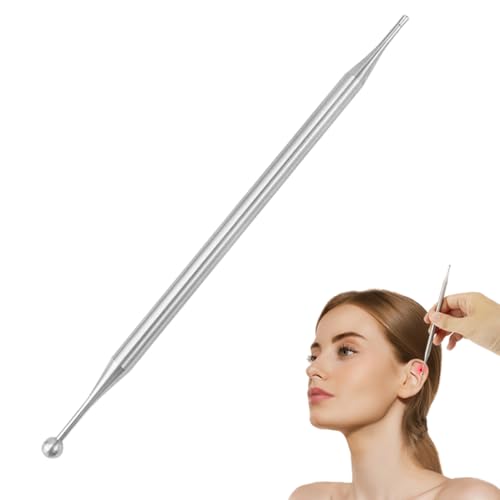 Dual Head Facial Reflexology Tools Stainless Steel Facial Reflexology Massage Tool Ear and Body Point Probe Pen, 5.9 Inch