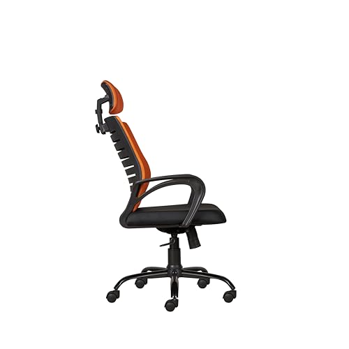 Image of CELLBELL Desire C104 Mesh High Back Ergonomic Office /Study Revolving /Computer Chair for Work from Home - Metal Base, Seat Height Adjustable, Orange