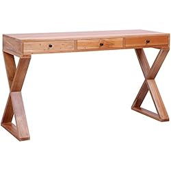 Cajonera Madera Natural Ikea ZEYUAN Escritorio, Mesa Escritorio, Escritorio Orden, Escritorio Gaming, Office Desk, Mesa Escritorio Ordenador, Ordenador Madera Maciza Caoba Natural 115x47x77 cm