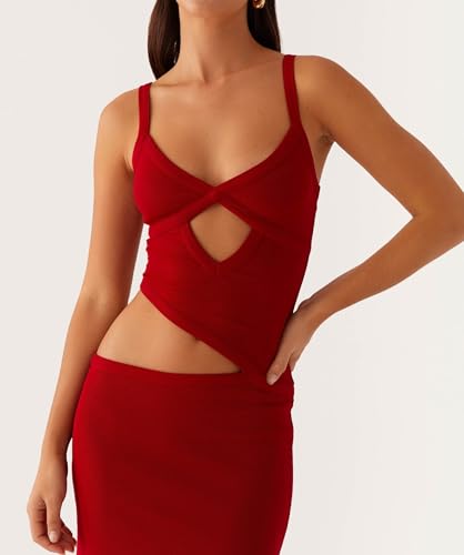 Image of NUFIWI Women Sexy Cutout Long Dress Spaghetti Strap Ruched Bodycon Maxi Dress Backless Hollow Cocktail Dresses