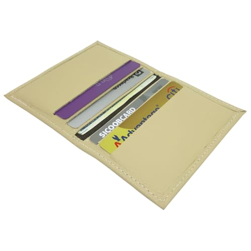 Porta Cartões Couro Legítimo Doc Cnh Dinheiro Mini Carteira Creme