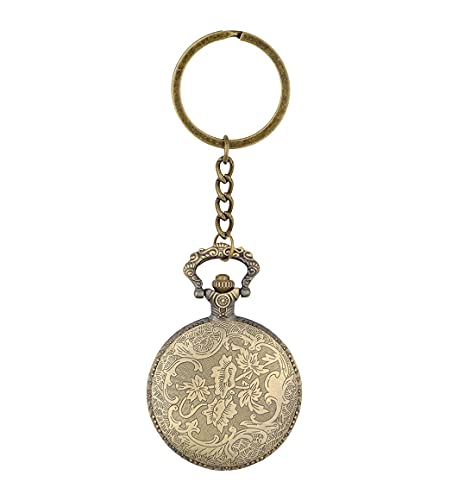 Image of AUGEN Premium Pocket Watch Metal Keychain Crown Retro Vintage for Gifting With Key Ring Anti-Rust (Pack Of 1)