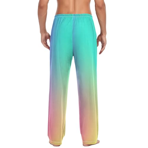 Bright Rainbow Gradient Mens Pajama Pants Lounge Men's Pajama Bottoms Soft Sleep Pants With Pockets XL4