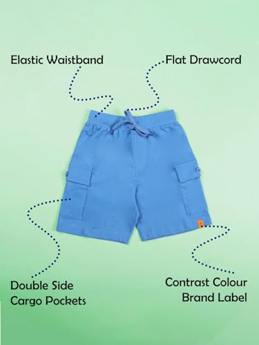 Image of KiddoPanti Boys 100% Cotton Knitted Above Knee Length Basic Cargo Shorts
