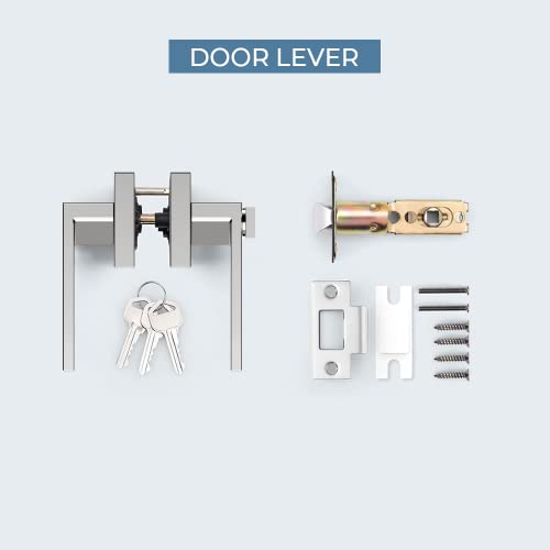 Sagaiot 4 Pcs Door Handles Keyed Alike, Polished Chrome Door Knobs Interior Modern Door Hardware & Locks, Heavy Duty Door Knobs With Lock And Key, Entry Exterior Door Levers #TOP2