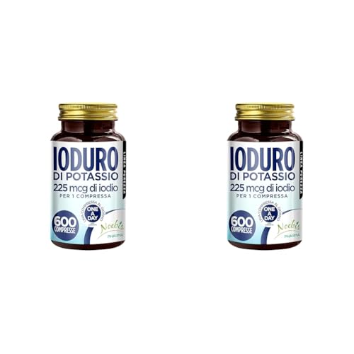 Ioduro di Potassio 600 Compresse - 225 mcg di Iodio per 1 Compressa - Alto Dosaggio - Normale Funzione della Tiroide - Fornitura di Lunga Durata (Confezione da 2)