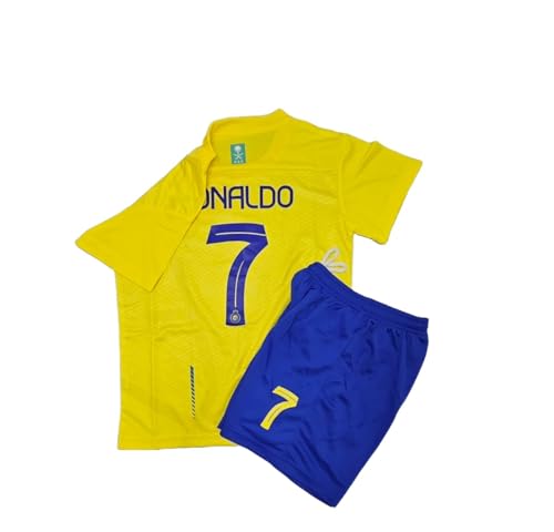 1 Stop Soccer Ronaldo CR7 Jersey Kids Uniform AL NASSR Fc Saudi Arabia (US, Age, 9 Years, 10 Years, Yellow Bright)