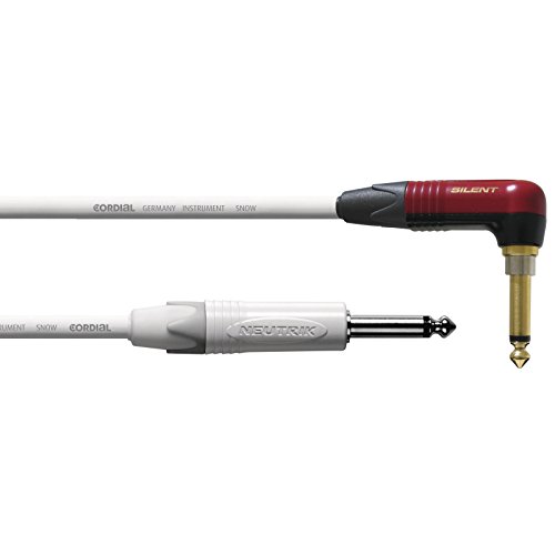 CORDIAL CABLES Gitarrenkabel gerade/abgewinkelt Silent 3 m weiß INSTRUMENTENKABEL Peak Silent