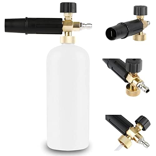 Snow Foam Lance Gun Cannon Pot Adjustable 1 Liter Foam Cannon Soap Dispenser Foam High Pressure Washer Jet Car Wash 64 mm 1/4" Quick Release Nozzle Blaster Soap Dispenser Bottle