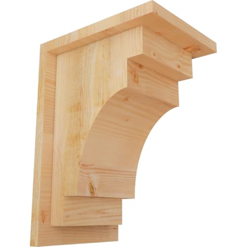 Ekena Millwork COR08X10X14MED01RDF 8"W x 10"D x 14"H Mediterranean Rough Sawn Corbel w/Backplate, Douglas Fir