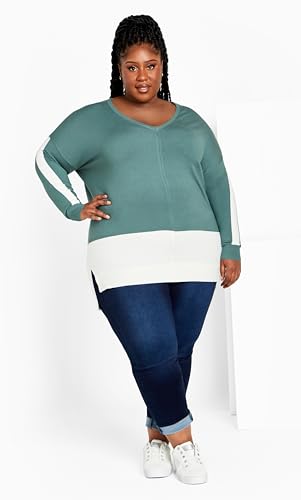 Image of Avenue Women's Plus Size Sweater So Sweet in Seafoam /Ivory, Size 1416
