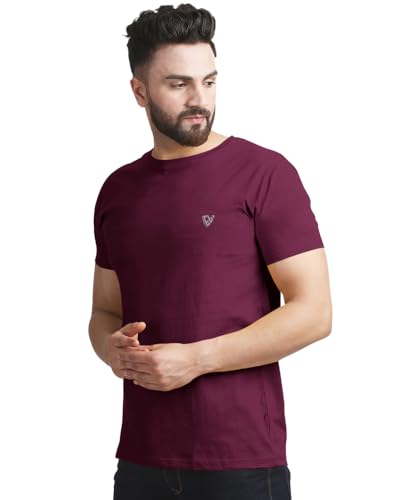 Image of Noble Monk Men Regular Fit T-Shirt | Round Neck | Half Sleeve | Self Design | Casual T Shirt for Men
