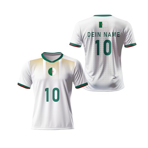Maillot de Foot Algérie Homme, Personnalisé T-Shirt Algérie 2026 avec Nom, Numéro, Ensemble de Foot Enfant,Tee Shirt de Football Enfant,Femme,Adulte, Tissu...