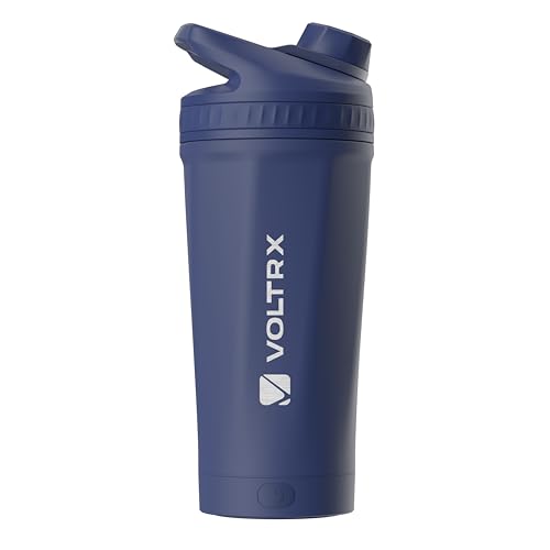 Image of VOLTRX ChillMix Shaker Bottle Insulated Stainless Steel - USB C Rechargeable Electric Protein Shake Mixer, Shaker Cups for Protein Shakes and MealReplacement, Chrome Steel