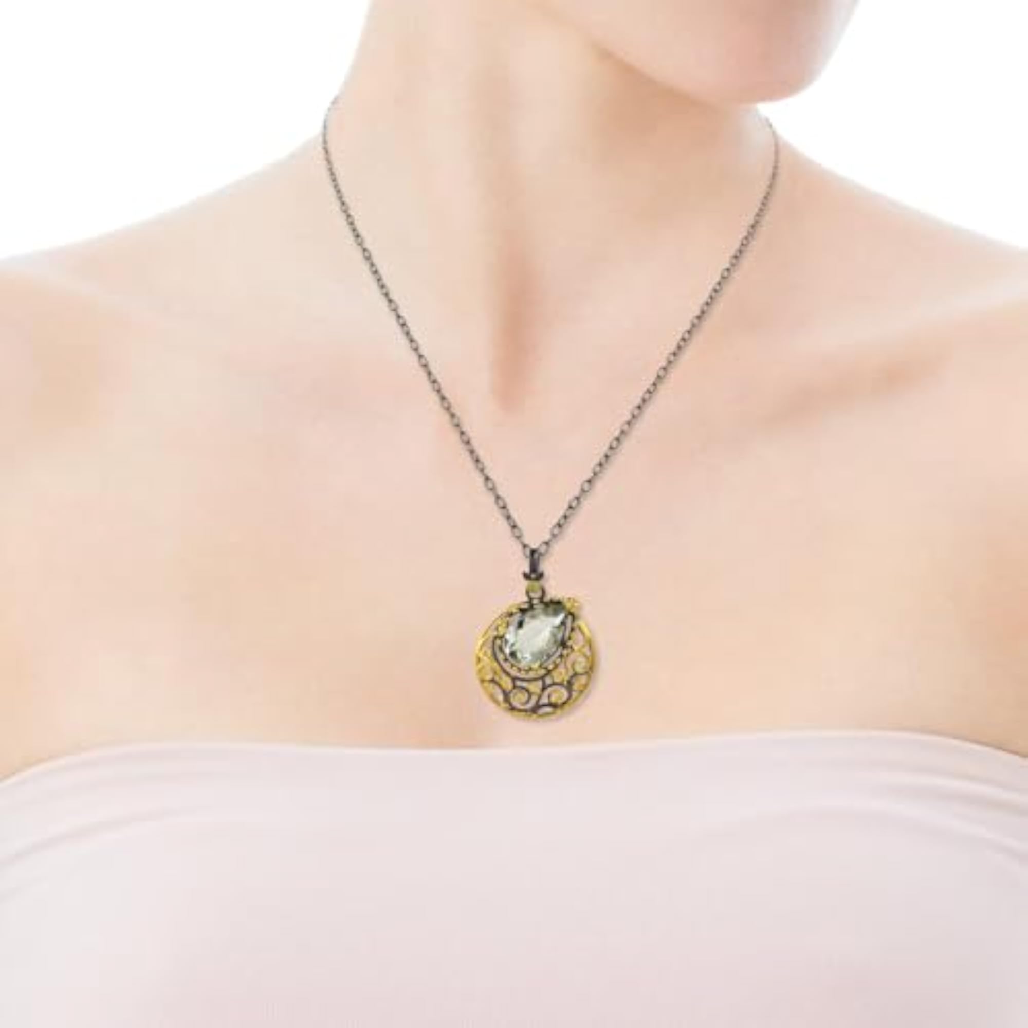 Women's Green Amethyst & Peridot Ethnic Pendant Necklace