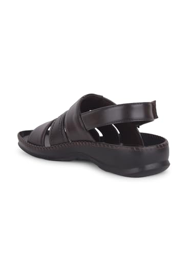 Image of Liberty Healers STARC-1E Men Casual Sandals, Brown & Tan - Formal, Leather Look Sandals for Men with Buckle Strap - Stylish Sandal for Man - Mid Heel Lightweight, Comfortable Footwear