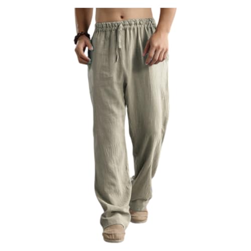 Men's Summer Pants Men's Sweatpants Black Sweatpants Men Baggy Pants Men Blue Linen Pants Men's Casual Pants Casual Pants for Men Mens Wide Leg Pants Elastic Waist Pants for M(Khaki,XXL)
