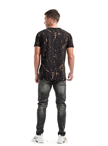 Kliegou Mens Hipster Hiphop Tees - Fashion Print T-Shirts Black M #TOP5