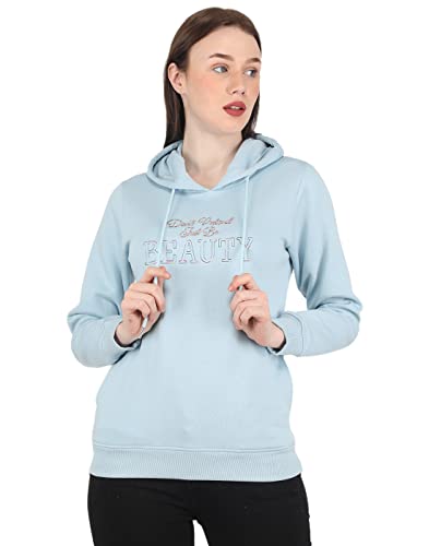 Monte Carlo Womens Coton BLND Yellow Embroidered Hood Sweatshirt