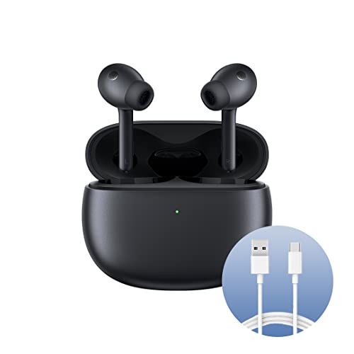 Xiaomi Buds 3 (Carbon Black) mit USB-C-Kabel 1 m, Bluetooth 5.2 Verbindung, bis zu 32 Stunden Lebensdauer, Geräuschunterdrückung bis zu 40 dB, Staub- und wasserfest, italienische Version