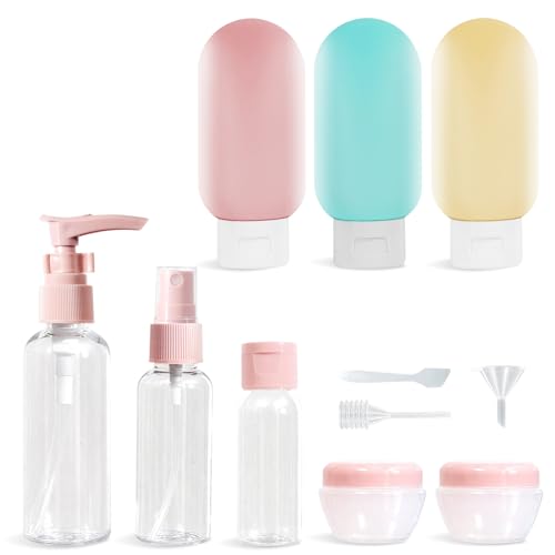 Valyrane 11 Pack Botellas de Viaje Silicona, Kit Viaje, Botes para Gel y Champu, Kit Avion Botellas, Juego de Botes Rellenables para Gel, Champús, Lociones y Líquido