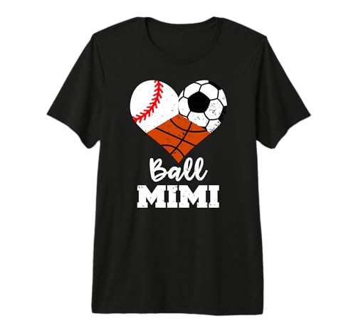 Ball Mimi Heart Funny Baseball Soccer Basketball Mimi Premium Tri-Blend T-Shirt