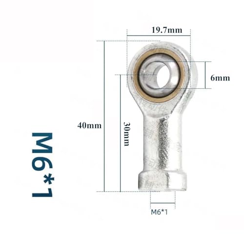 Anhoer 4 Stück Gelenkkopf Gelenklager 6 mm Bohrung M6 x 1,0 Innengewinde Rechtsgewinde Stangenende-Gelenklager selbst-schmierend Gelenkkopflager für Sphärische Gleitstangenenden