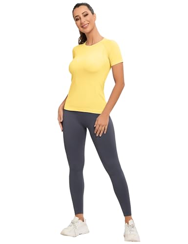 Image of MathCat Seamless Workout Tops for Women, Short Sleeve Compression Athletic Shirts Soft Yoga Gym Tops XS-XL