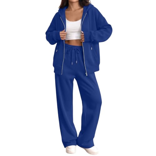 SdGgsgv Sweat Sets Women Zip Up Hoodie Wide Leg Sweat Pants Gym Sweatset - image 1