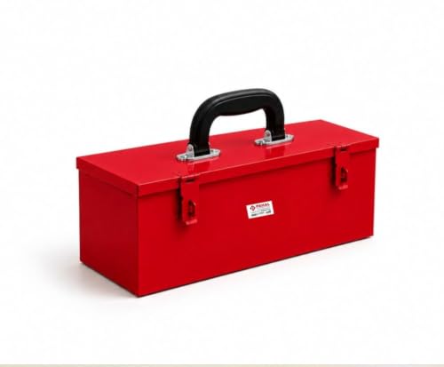 Image of PAHAL Metal Tool Box 12 x 4 x 4.5 Inch, Heavy Duty Steel Tool Storage Box, Durable Multipurpose Toolbox for Mechanic, Electrician & Home Use (Red, Portable, Empty)