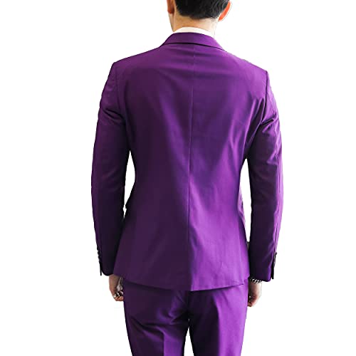 Mens Suit Jacket Double Breasted Blazer Men Slim Fit Casual Prom Wedding Daily Tux Suit Coats Blazer US Size 42 Purple3