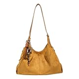 Bolso de bolso de gamuza falsa con bolso de cubo elegante para el cubo de los hombros (marrón claro)