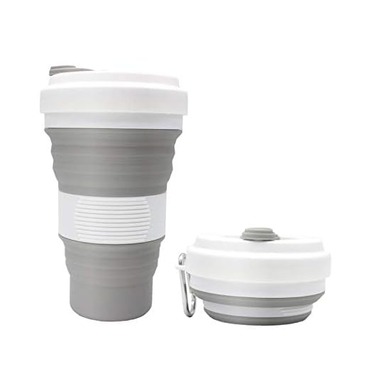 Foldable portable travel cup for outdoor camping and hiking (grey)
