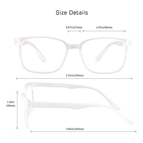 Image of VisionGlobal Blue Light Blocking Glasses for Women /Men,Computer Reading, TV Glasses, Stylish Square Frame(Clear, +5.50 Magnification)