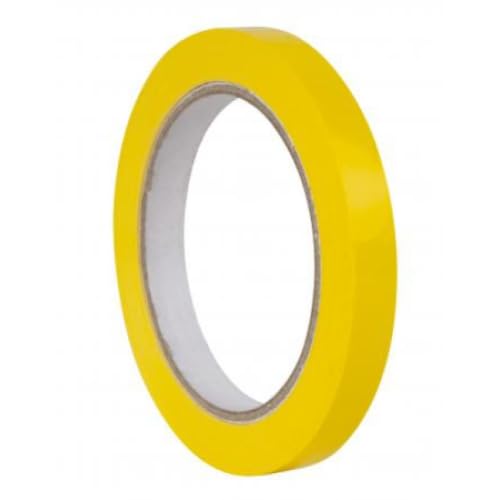 Lot de 12 Ruban adhésif PVC 12mm x 66m, jaune, pour scelleuse de sacs