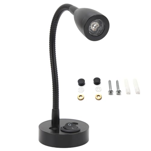 Lámpara LED flexible de aluminio negro con luz cálida de mesita de noche para RV de 12V 24V