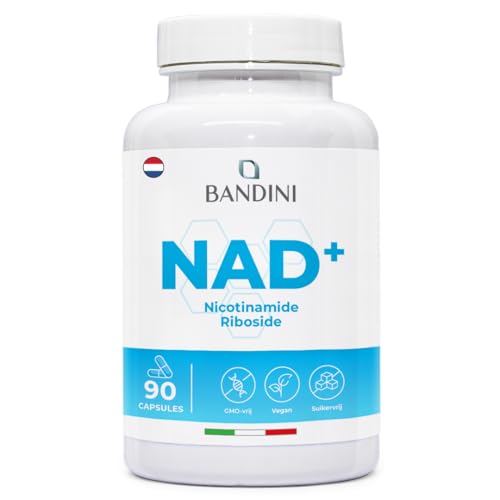 Bandini® NAD+ Supplementen Nicotinamide Riboside Chloride 300 mg per portie | Voorraad voor 3 maanden | NAD Booster | Om vermoeidheid en vermoeidheid te verminderen | 90 vegetarische capsules | Vegan