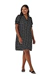 Length: Above knee length KAFFE KAbeathe Short Sleeve Dress Damen Kleid Kurzarm V-Ausschnitt Print Freizeitkleid Black/Chalk Dot 42