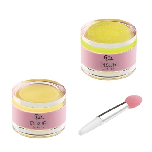 DISURI Beauty Lip Mask and Lip Scrub Set - Moisturizing Lip Scrub for Exfoliating and Smoothing Lips, Cruelty-free - Improves Texture, Hydrates, and Softens Chapped, Dark Lips Skin - (Vanilla)